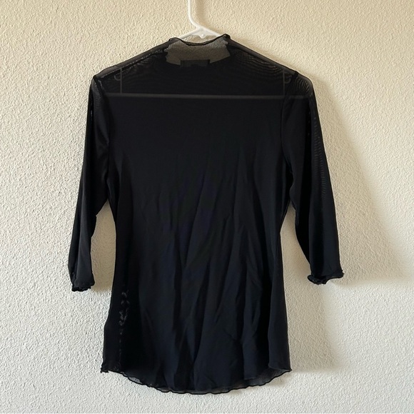 TDC Women’s Sheer Top Medium Black Mock Neck Dark Grunge Gothic Party Date Rave - Picture 9 of 10